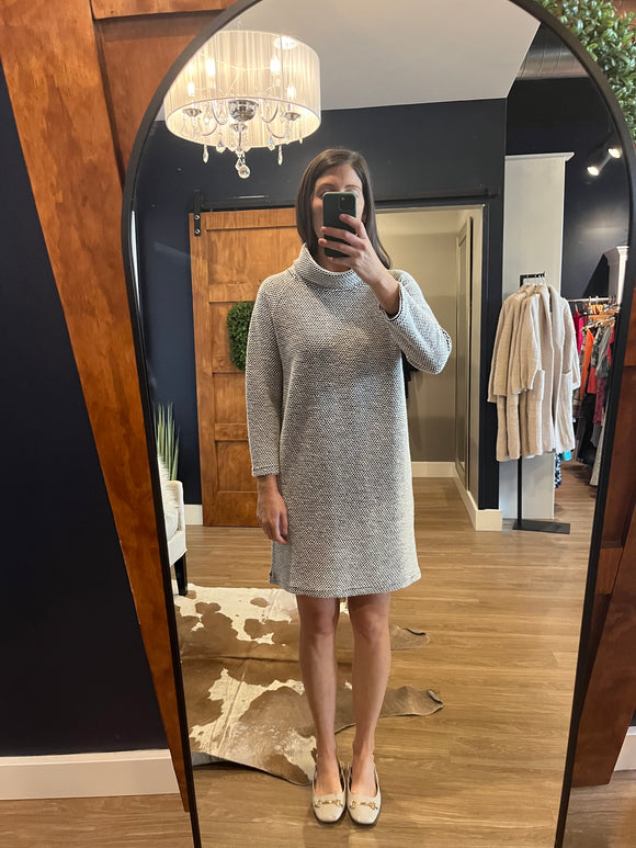 Black/White Stitch Cowl Neck Dress