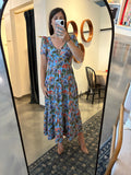 Antique Floral Maxi Dress w/ Brass Button