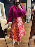 Pink Flare midi Skirt