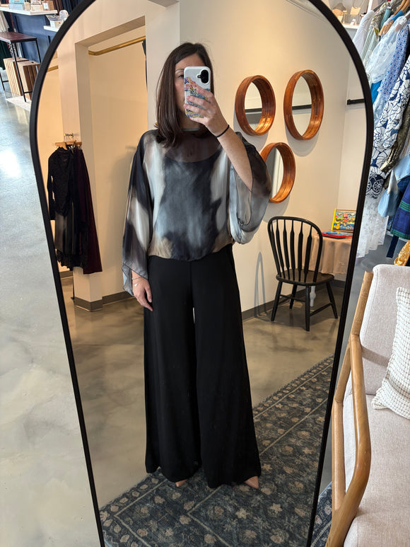 Black Abstract Print Kaftan