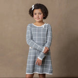 Kids Grey Windowpane Sweater Dress
