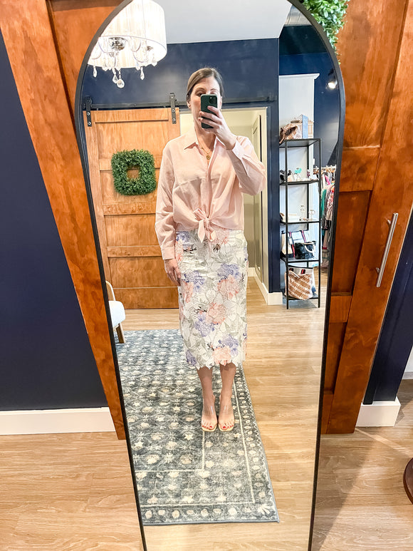 Pink Tie Front Blouse