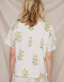 Yellow Print Short Sleeve Button Down