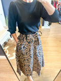 Khaki/Black Motif Skirt