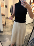 Ivory Pleated Mesh Skirt