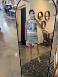 Blue Stripe Faux Scarf Dress