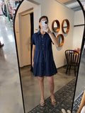 Navy Eyelet Edge Mini Dress