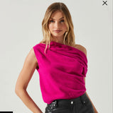 Pink One Shoulder Sweater Tank