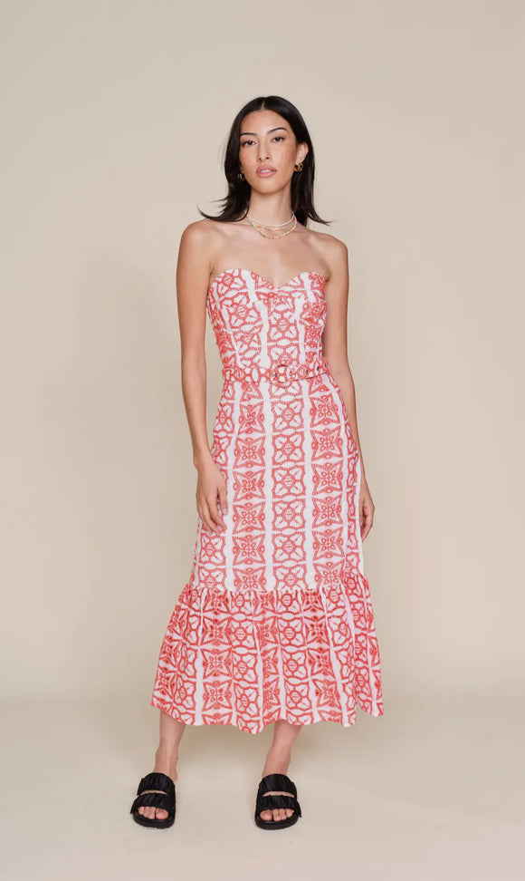 Red Strapless Lace Dress