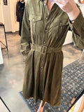 Olive Suede Belted Dress