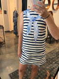 Blue Stripe Faux Scarf Dress