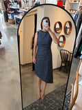 Navy Tweed Midi Dress