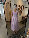 Lavender Mixed Material Dress
