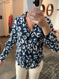 Navy Bloom Print Button Down