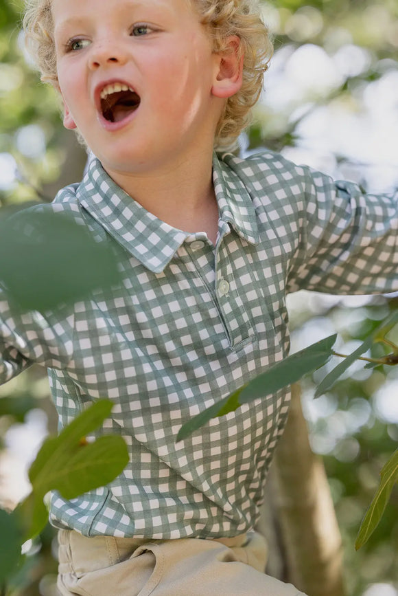Kids Sage Check Polo