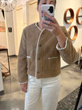 Tan Blanket Stitch Sherpa Jacket