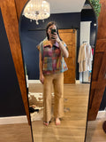 Pink Multi PLaid Loose Fit Vest