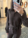 Brown Chiffon Embellished Blouse