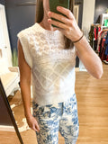 White Cable Knit Sweater Vest