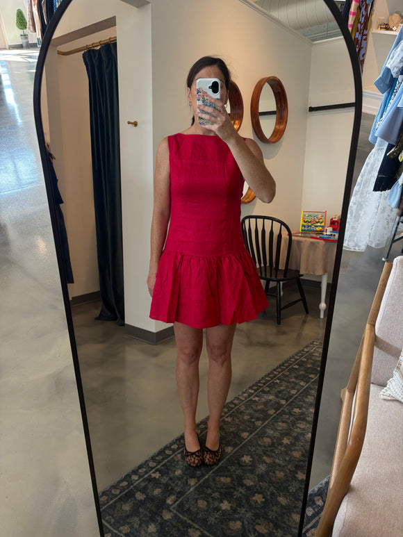 Red Drop Waist Mini Dress