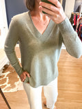 Heathered Leaf V Neck Cashmere