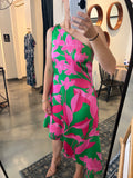 Pink/Green One Shoulder Dress