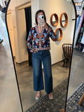 Navy Floral V Neck Cardi