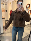 Cognac Fringe Suede Jacket