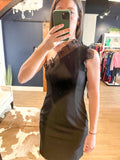 Black One Shoulder Ruffle Mini Dress