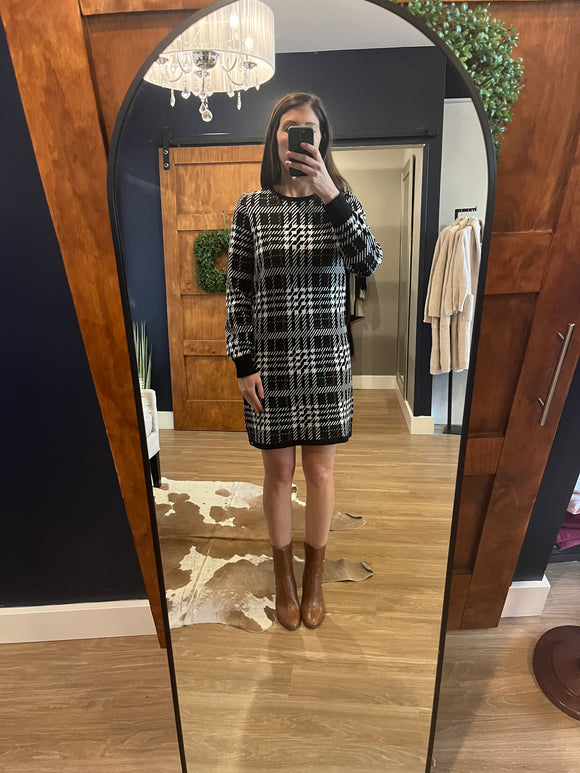 Black Plaid Sweater Dress