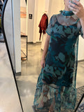 Green Sheer Overlay Dress