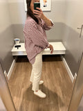 Ivory/Bordeaux Striped Oversized Button Down