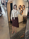Burgundy Plaid Asymmetrical Skirt