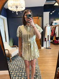 Sage Stripe Bubble Hem Mini Dress