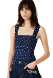 Navy Mesh Polka Dot Tank