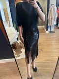 Black Sequin Fringe Skirt