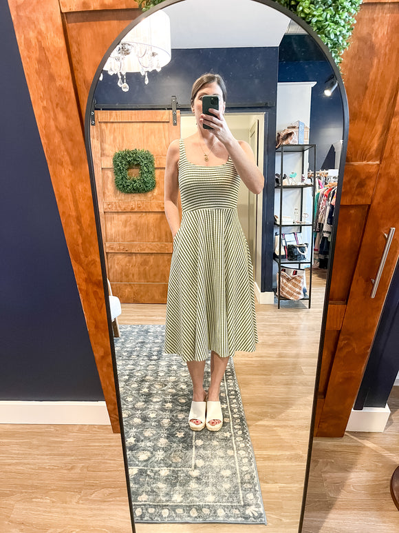 Green Striped Racer Back Dress