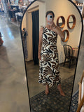 Ivory/Brown/Black One Shoulder Dress
