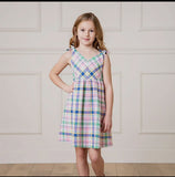 Pink Plaid Tie Shoulder Dress