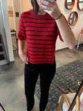 Red/Black Stripe Shimmer Sweater