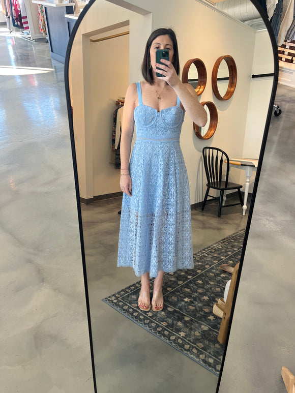 Light Blue Lace Midi Dress