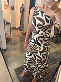 Ivory/Brown/Black One Shoulder Dress