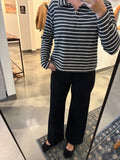 Blk/wht Stripe Heathered Pullover