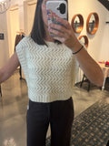 Ivory Cotton Crop Sweater Vest