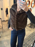 Brown Chevron Fur Vest