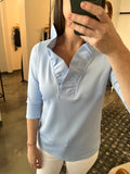 Periwinkle Ruffle Neck Top