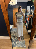 Navy/Ivory Striped Knit Dress