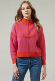 Pink & Orange 1/4 Zip Sweater