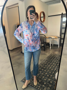 Garden Print Tissue Button Down