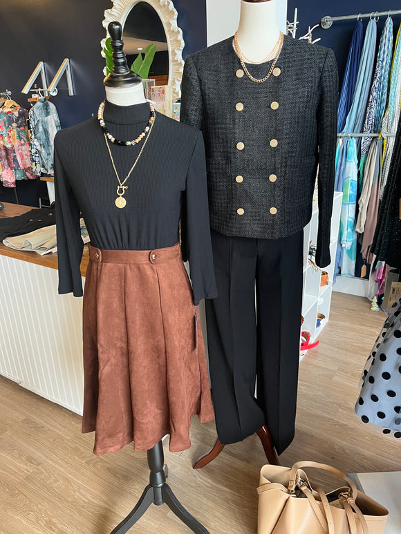 Black Tweed Double Breasted Jacket